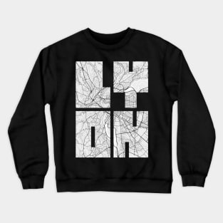 Lyon, France City Map Typography - Light Crewneck Sweatshirt